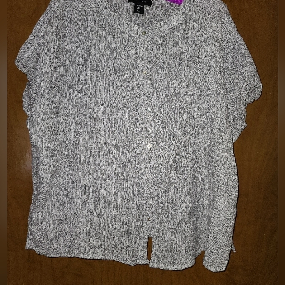 Tahari linen Oversized short sleeved top size xs - Picture 2 of 8